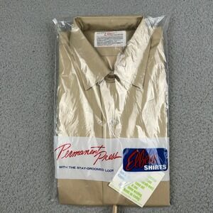 Vintage US Army Elbeco Button Up Shirt Mens Tan Military Size 15.5
